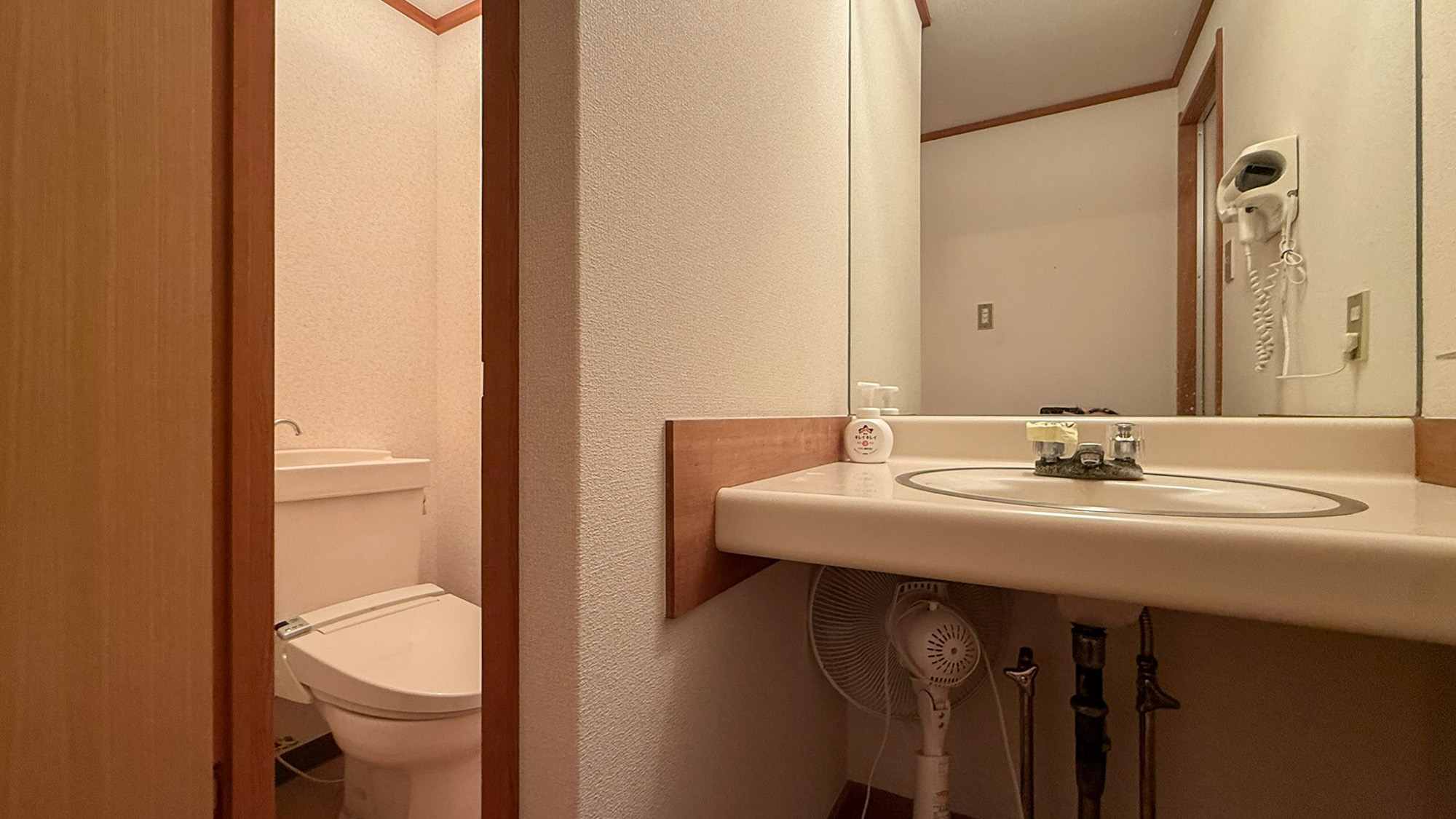 #客室　使い勝手の良いシンプルな洗面台で、身支度も快適です