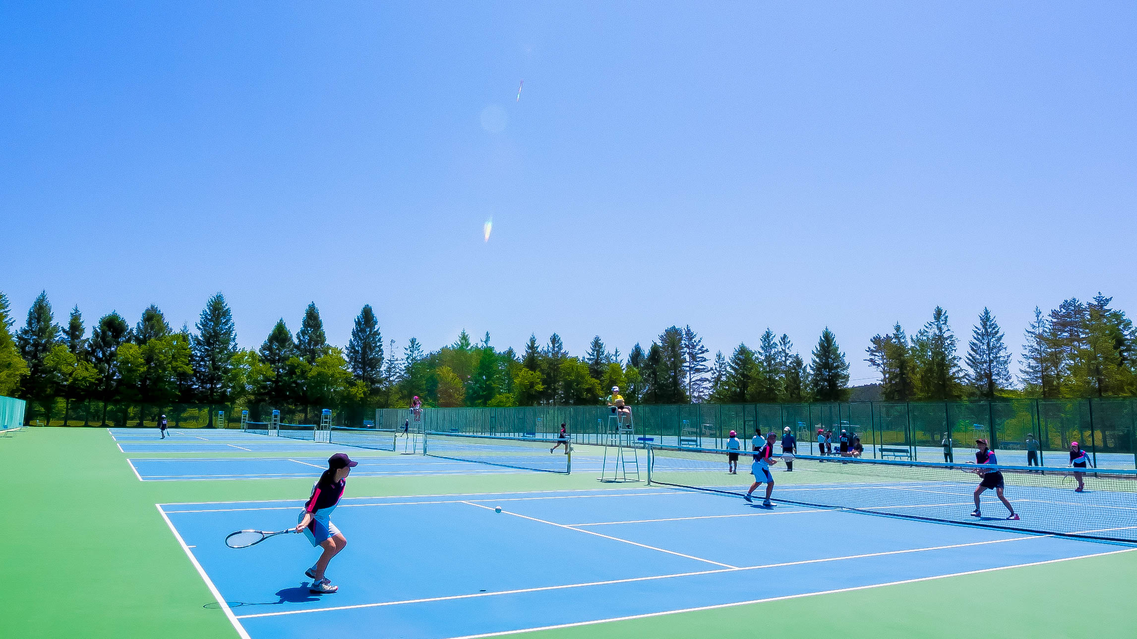 敷地内に12面ある『屋外テニスコート』。