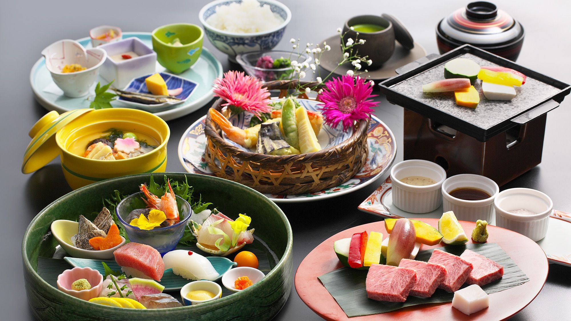 【会席最上級】特鮮会席プラン　新鮮魚介七種　長崎和牛　鮑の茶碗蒸し≪3〜5月≫