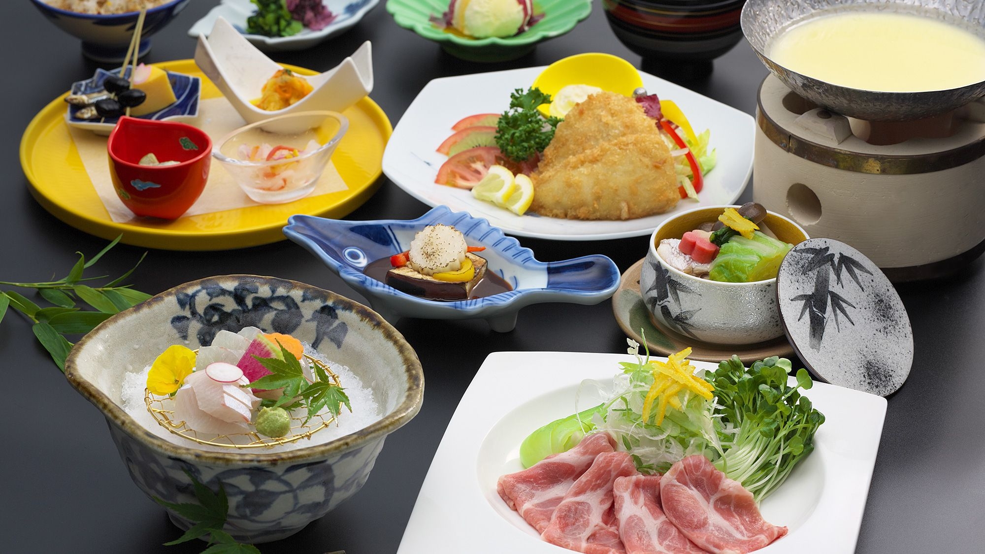 【会席スタンダード】海鮮会席プラン　県産豚柚子味噌鍋　近海産アジフライ≪12〜2月≫