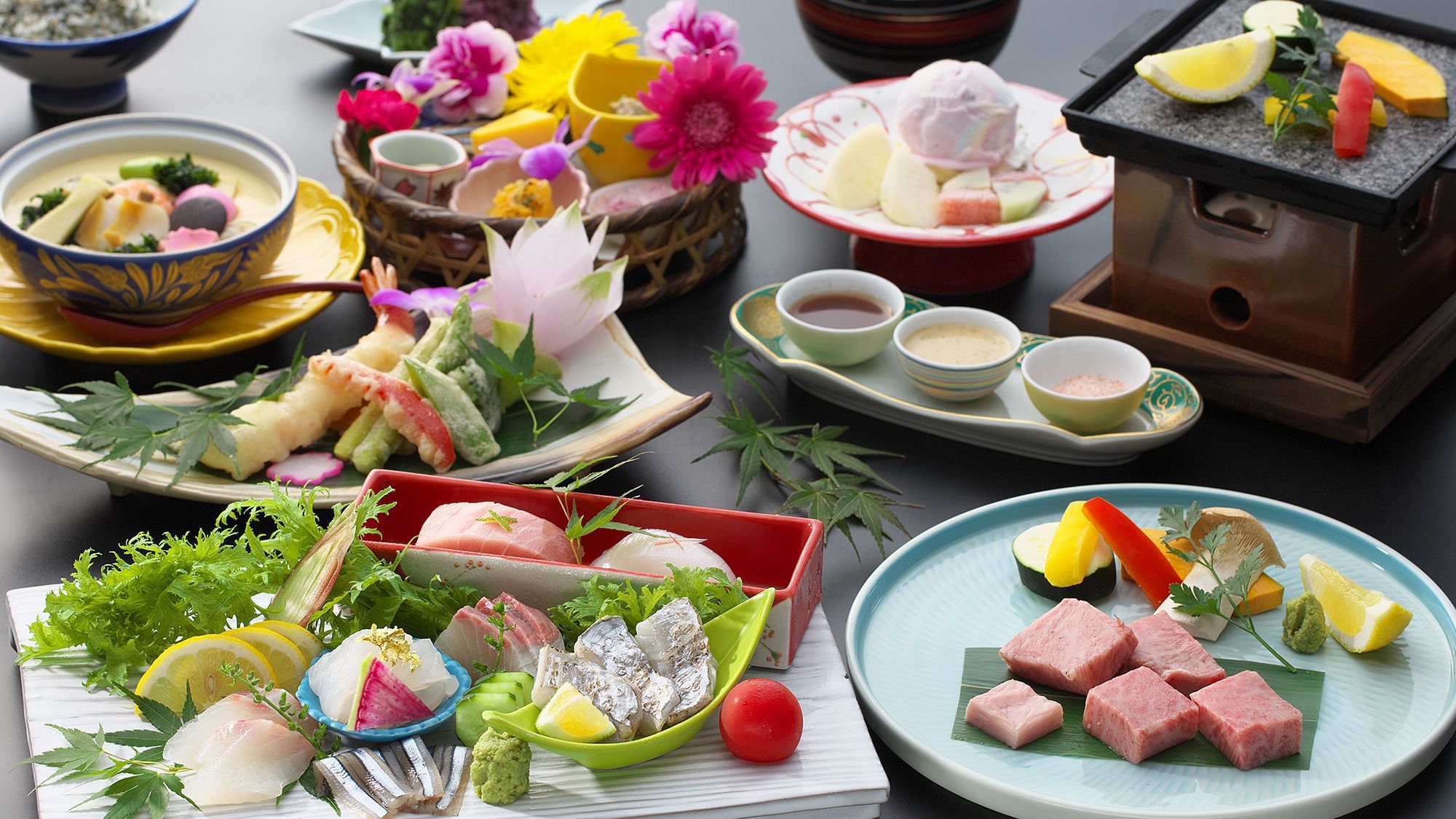 【会席最上級】特鮮会席プラン　新鮮魚介七種　長崎和牛の鉄板焼≪3〜5月≫