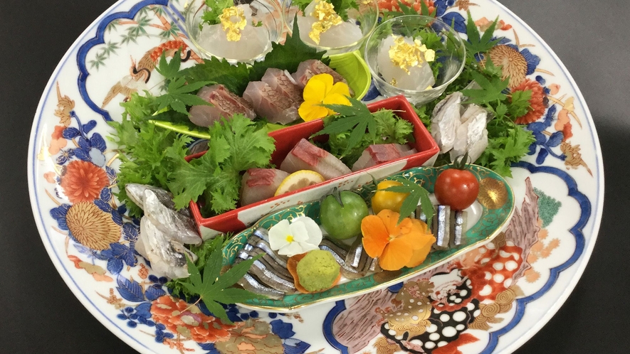 【3～5月卓袱 白鷺】新鮮魚介７種（刺身５種　寿司２種）