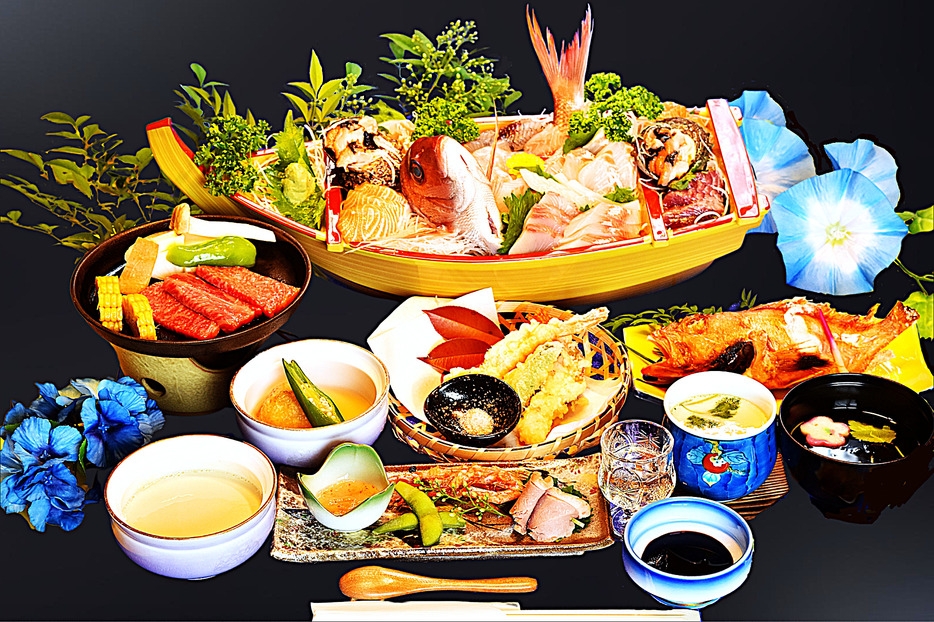 【女将厳選】丹後地魚舟盛り、和牛鉄板焼の贅沢満腹プラン〈全11品〉