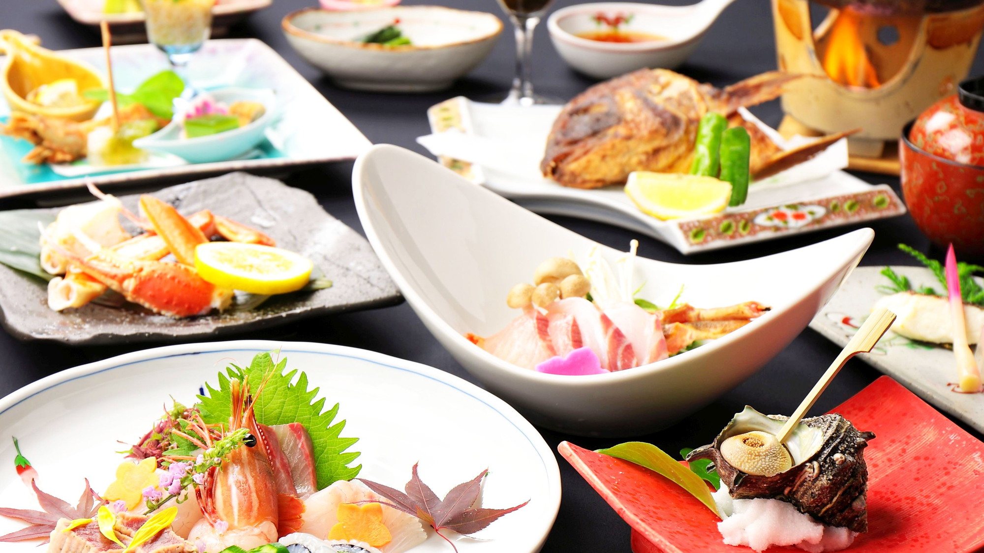 【大漁会席膳】庄内浜の新鮮な海の幸を中心とした海鮮尽くし和会席