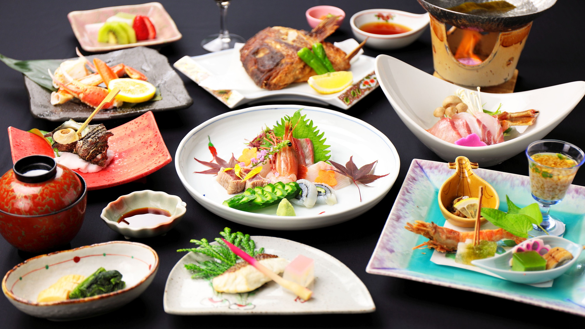 【大漁会席膳】庄内浜の新鮮な海の幸を中心とした海鮮尽くし和会席