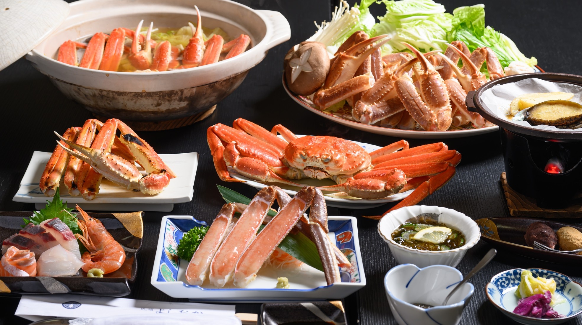 豪快！特大ずわいがに2.5杯と新鮮アワビ★蟹は刺し・茹で・焼き・蟹すきで！★駐車場・城崎温泉送迎無料