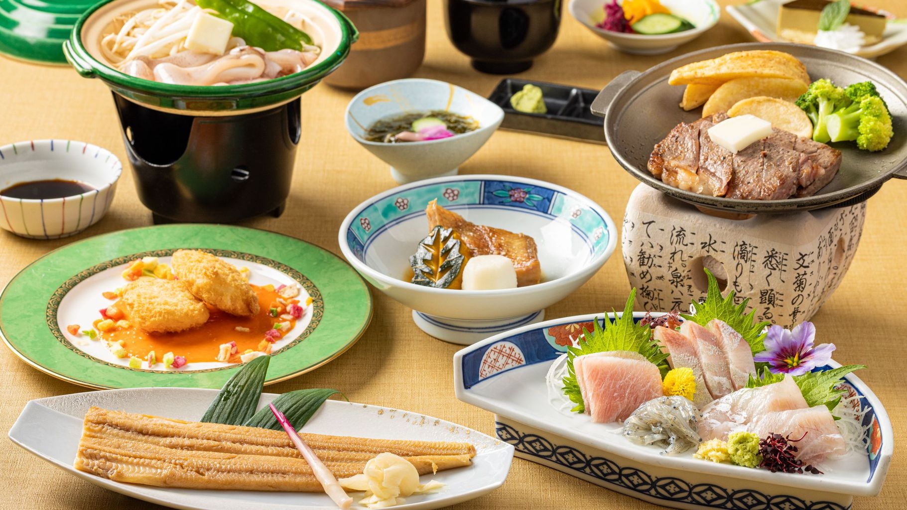 【夏休み7/19〜8/31】目の前は『海』！アワビの踊り焼か国産牛ステーキが選べる会席プラン