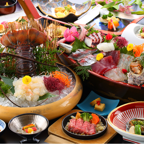 料理長おまかせ会席の一例です。写真はイメージです。仕入れ状況により内容が異なる場合がございますので予めご了承ください。