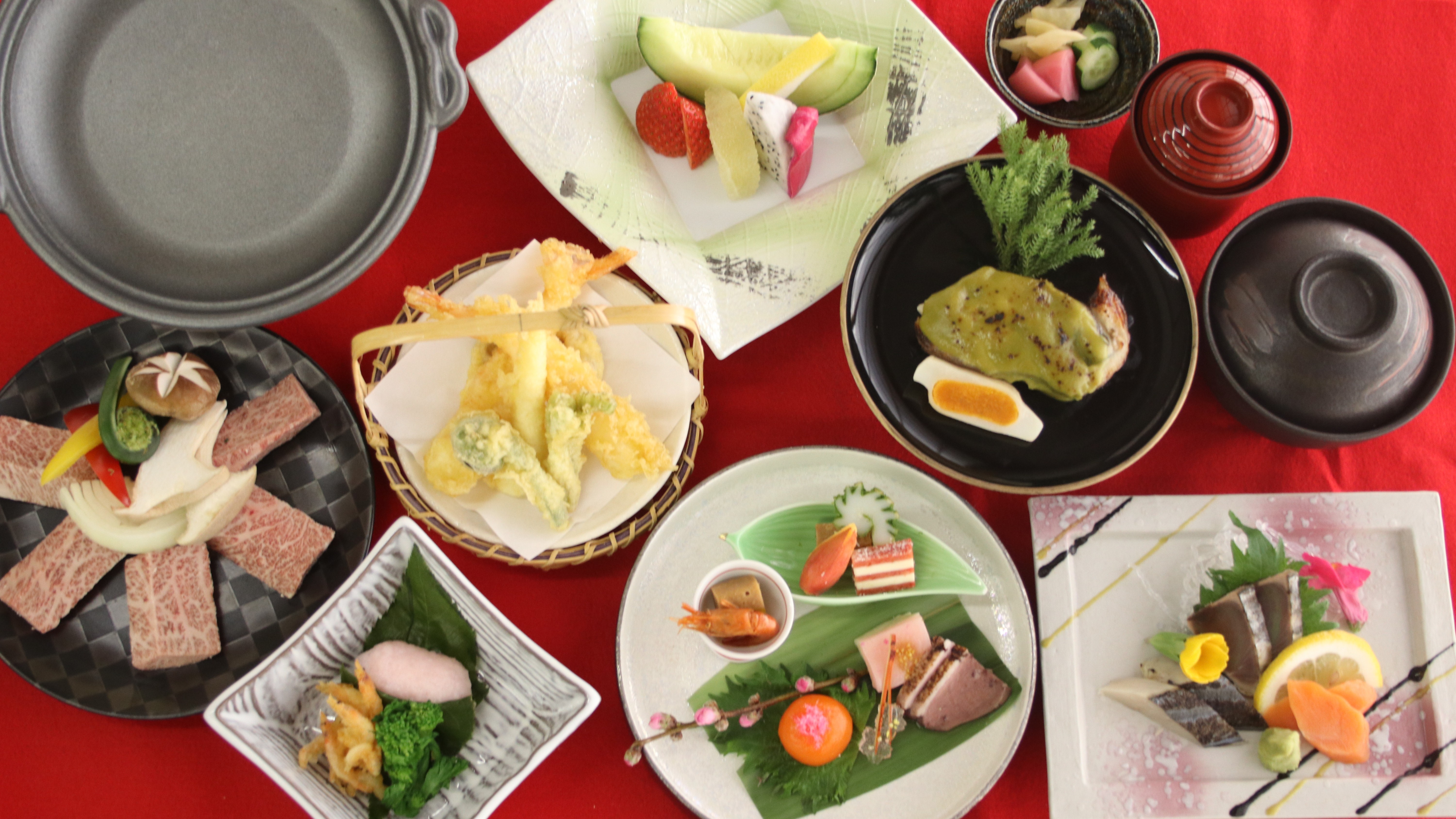 *【会席料理】春のステーキ会席（全体）