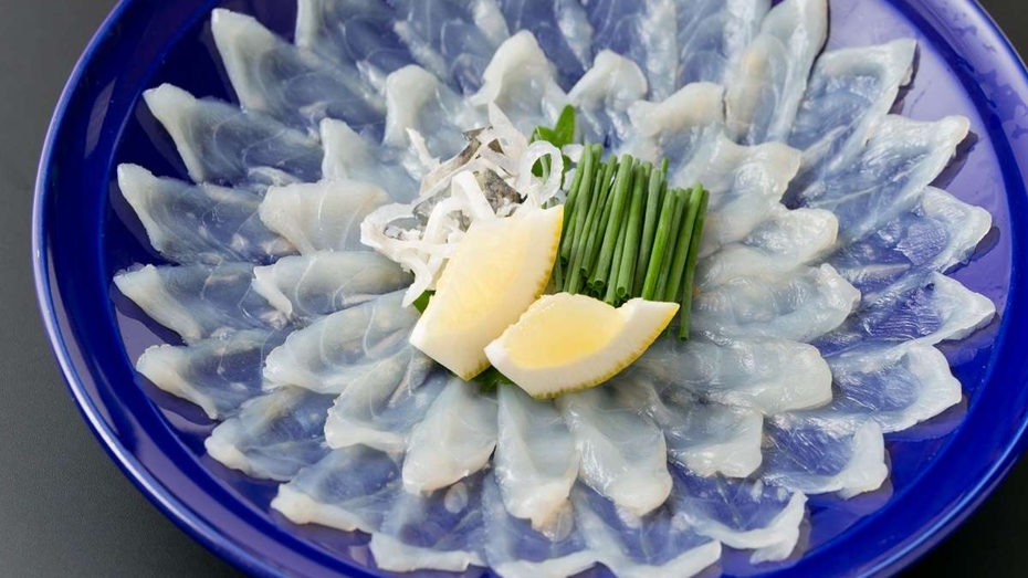 【ふく刺し付き彩会席】鮑・和牛ステーキ＋下関名物ふく刺し　贅沢グレードアップ会席（2食付）