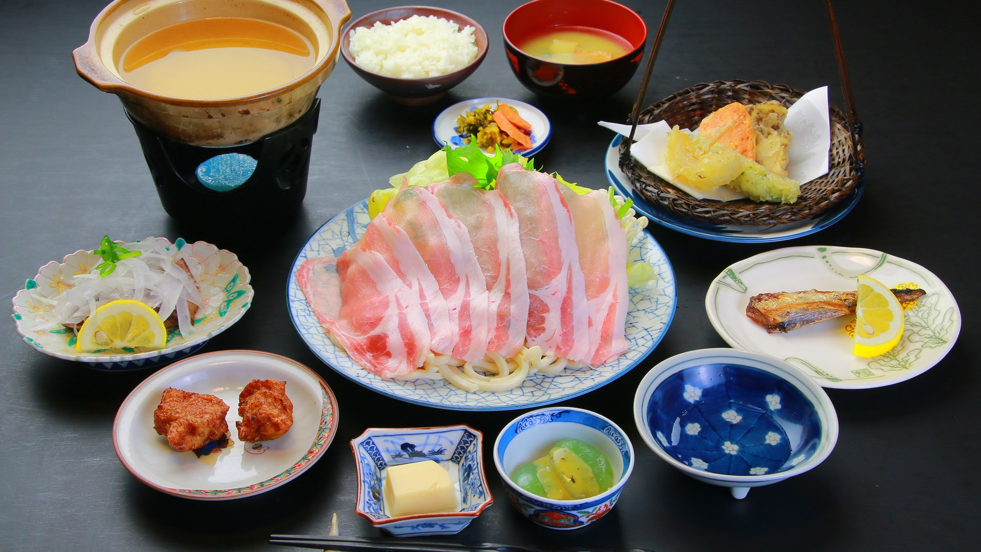 【梅コース】人気の黒豚をしゃぶしゃぶで♪【1泊2食】