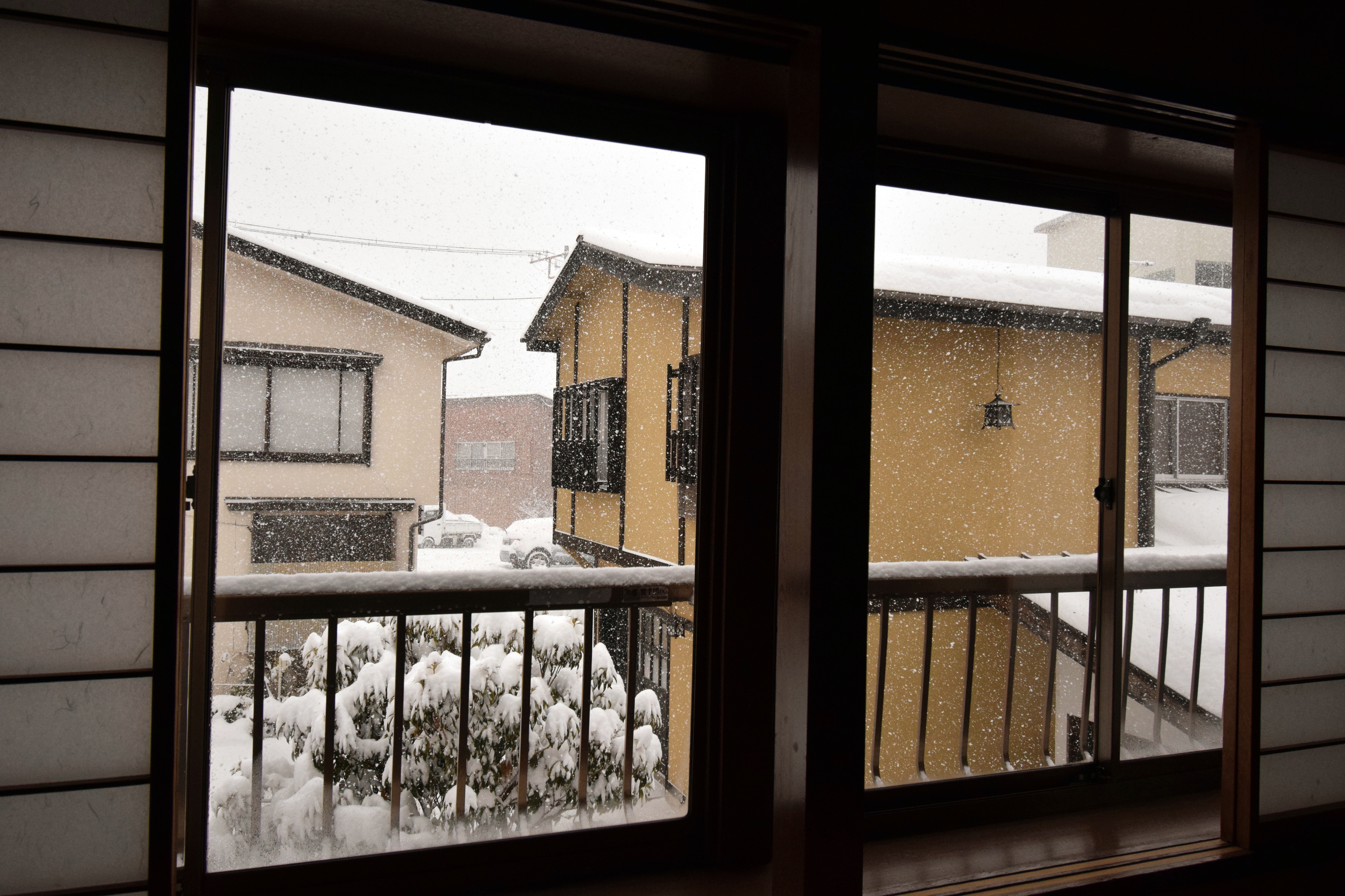 客室から望む雪景色