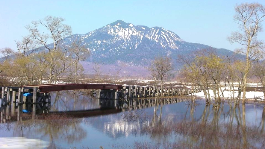 *春の残雪/この時期だけに見ることができる、尾瀬だからこその風景です。