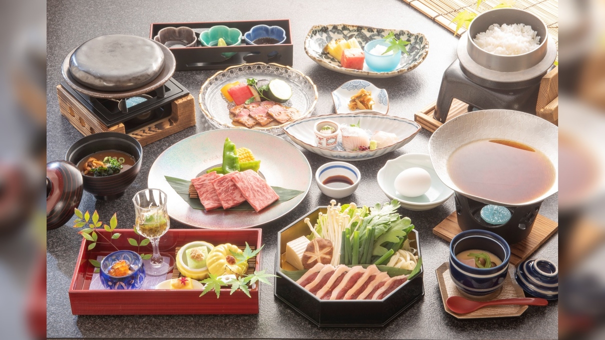 ☆黒毛和牛と河内鴨のコラボレーション！至福の味覚体験『夏の特選肉会席』【日帰り温泉】