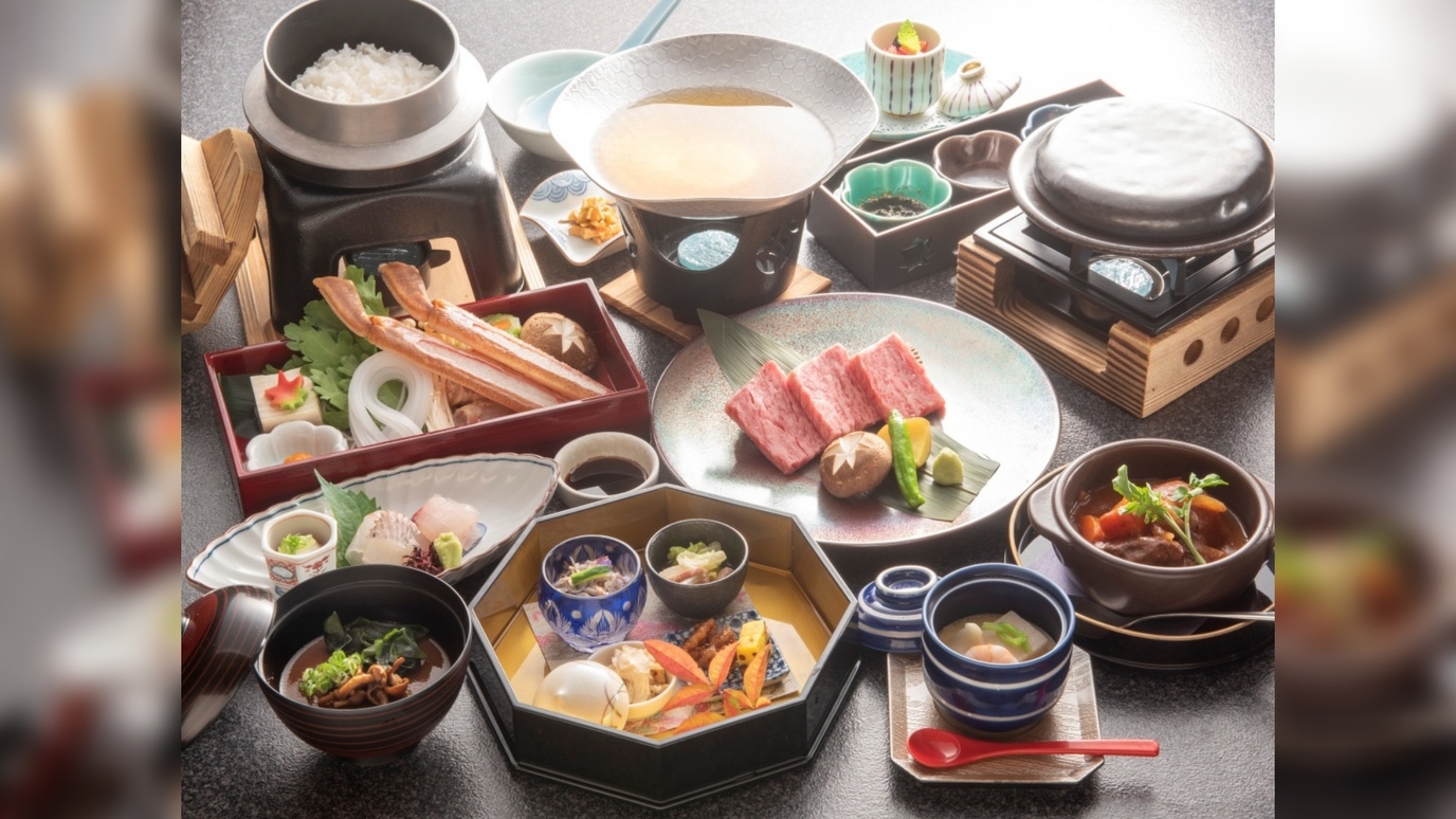 【お部屋食】☆旨味の二刀流。海の甘味と、山の深みを同時に味わうカニ鍋と黒毛和牛のコラボレーション！