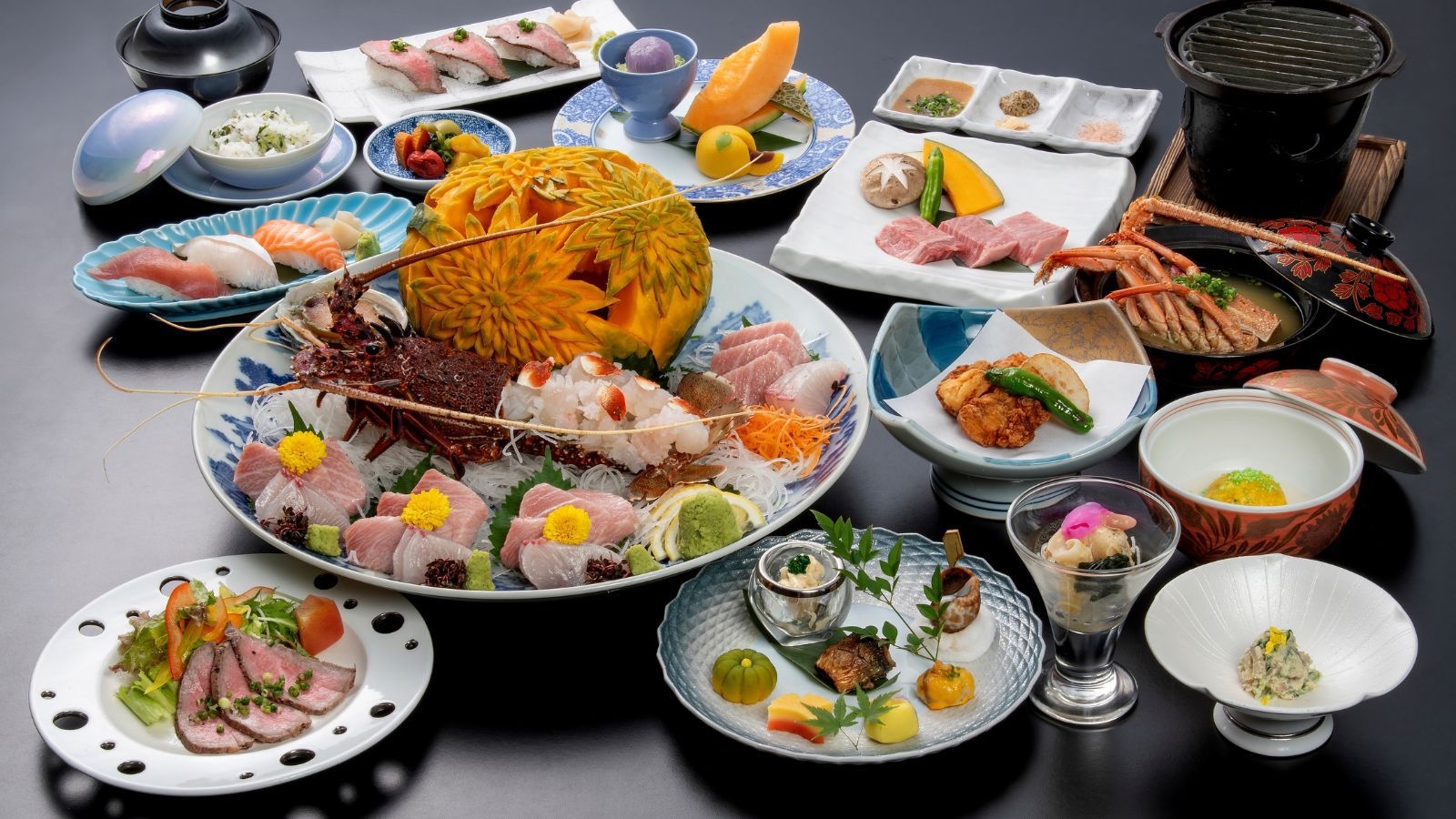 ≪響 -ひびき-≫佐賀牛のステーキに鮑・活魚がついた特別コース（2食付）