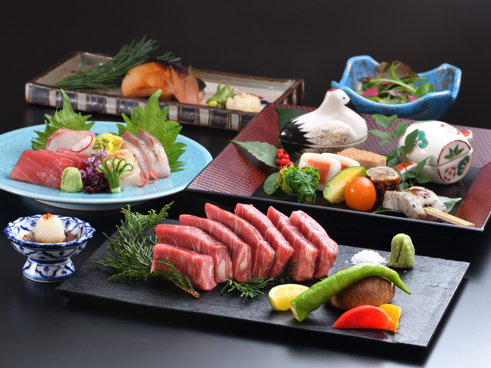 【お肉をしっかり楽しみたい方へ！】季節の京会席と国産牛ステーキ120ｇのステーキ増量プラン（二食付）