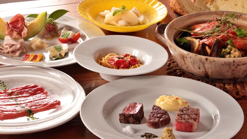 【早期予約35日前でお得】【五島牛３部位】五島牛と五島灘の旬魚を楽しむイタリアンコース