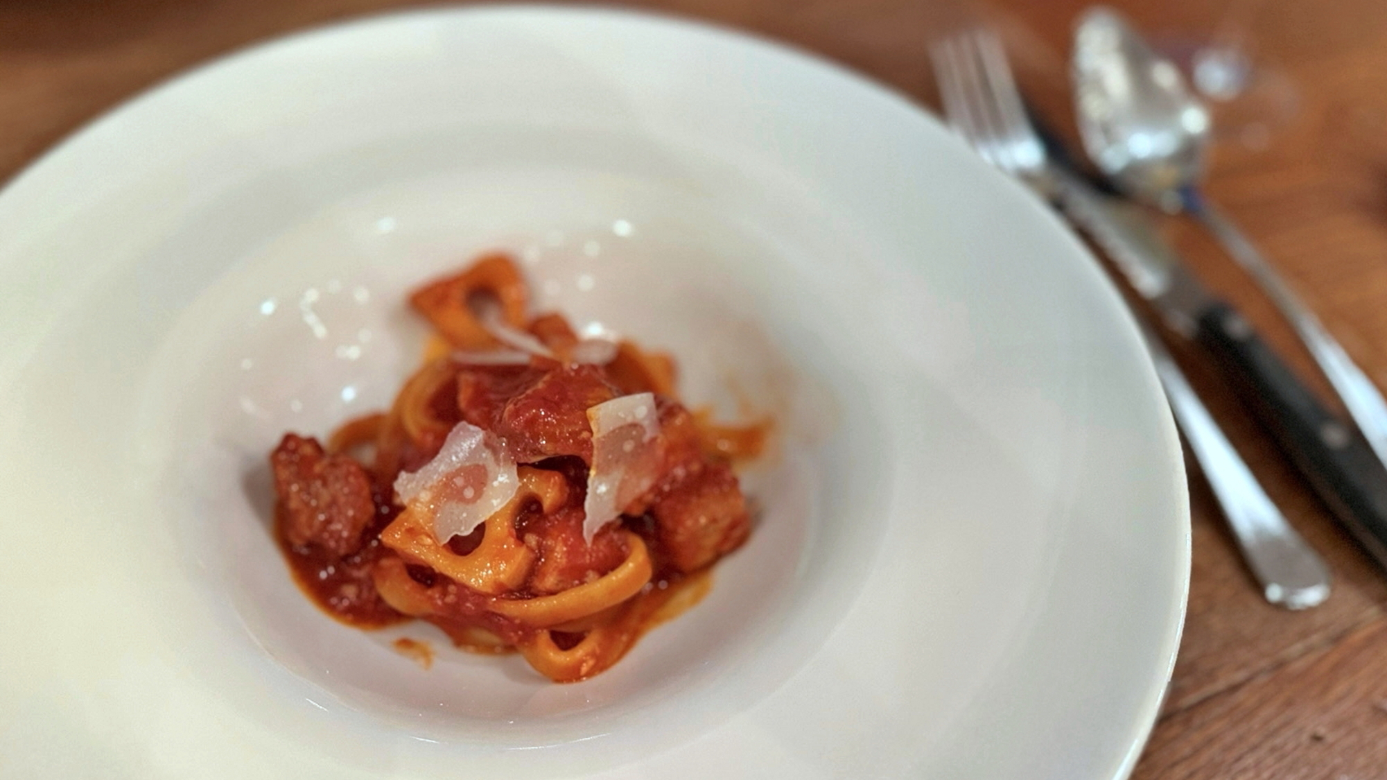 【島のイタリアンコース】蓮根と五島美豚のラグー手打ちパスタ（2026年3月まで）