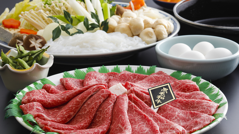 秋冬限定■あったか鍋-贅沢編-第2弾■【すき焼き】美しい「霜降り肉」を＜当館オリジナル割下＞で味わう