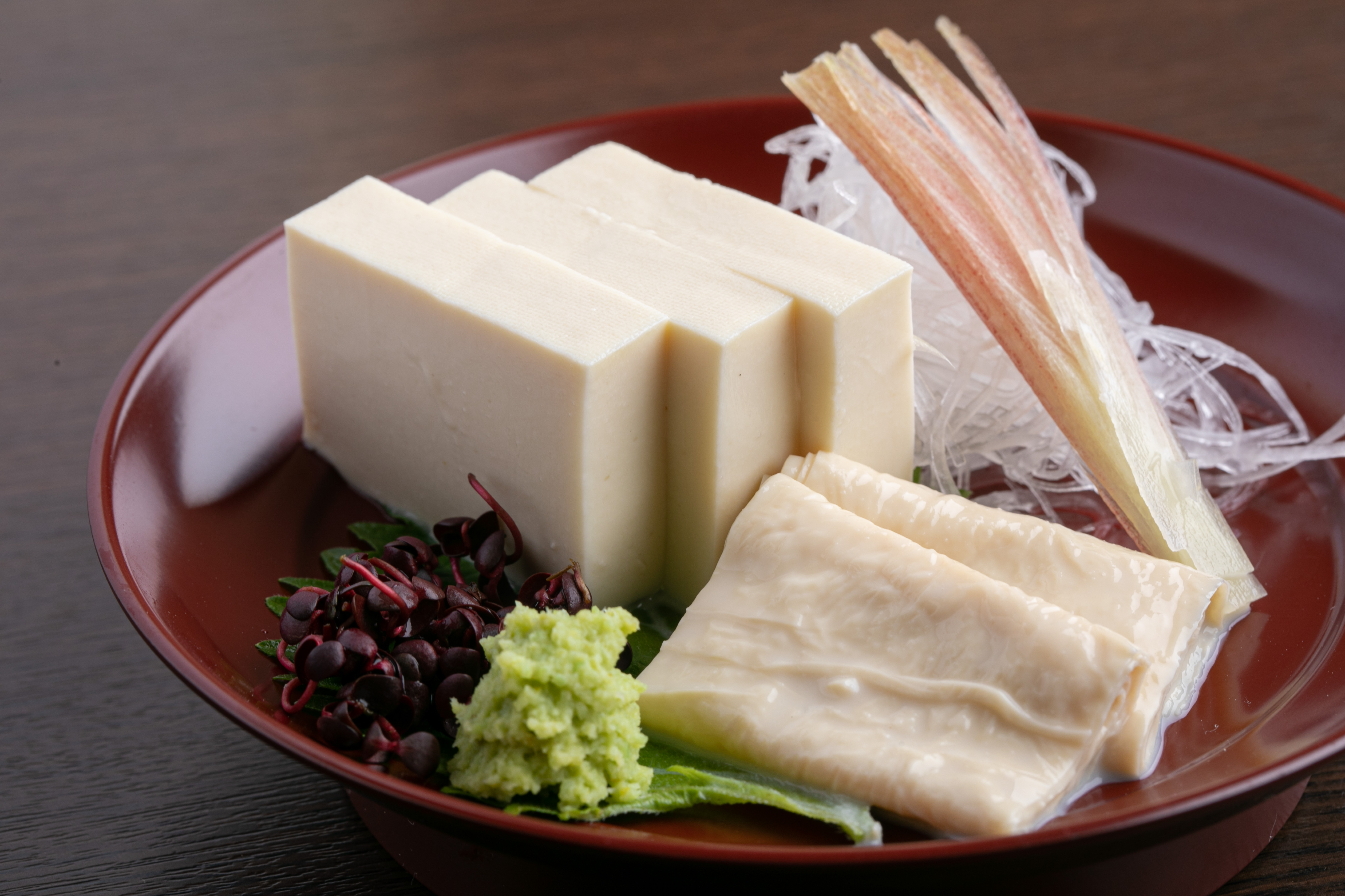 ヴィーガン会席の豆腐と湯葉のお造り