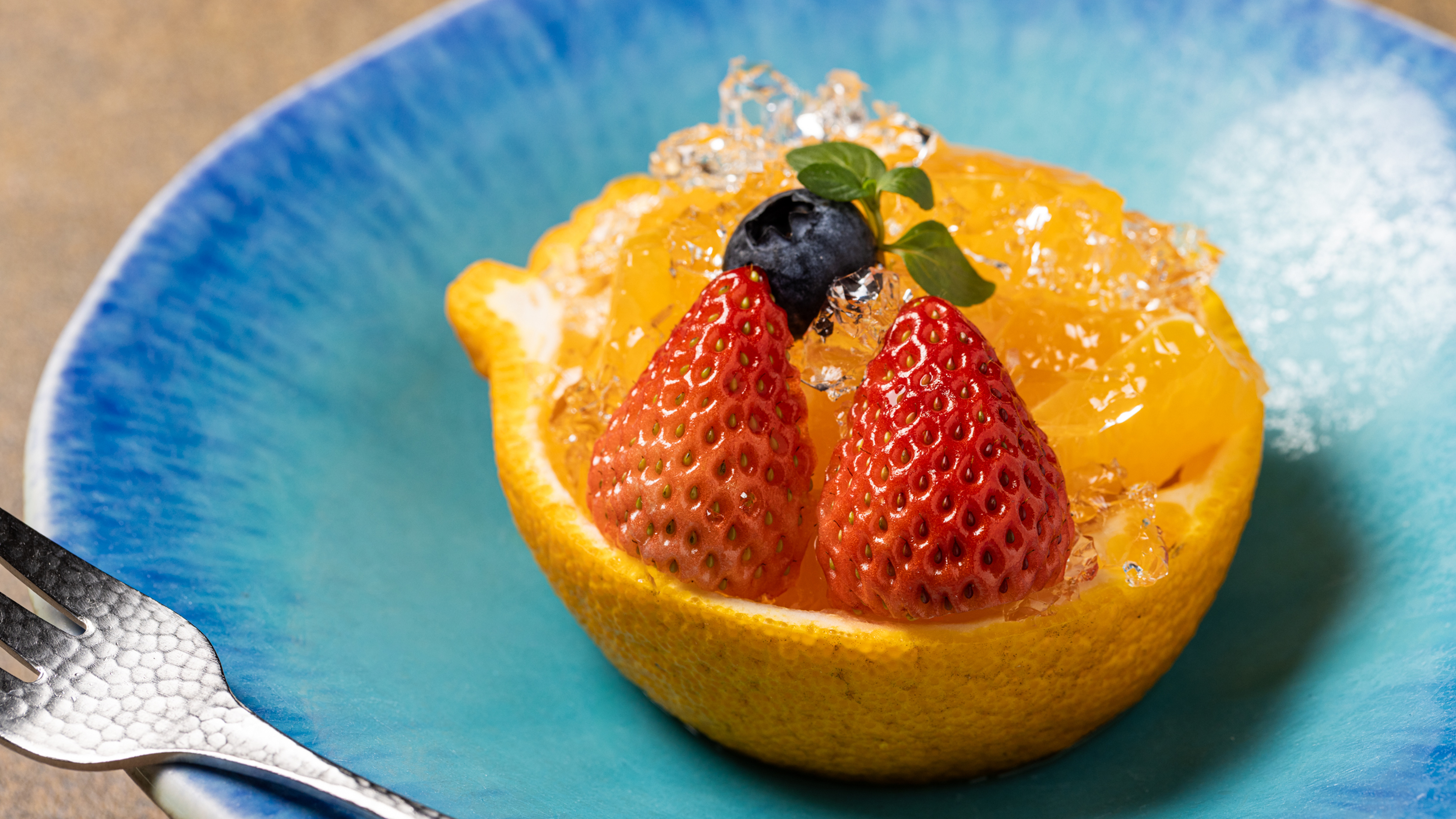 2026年2～3月のデザート：伊東産デコポン　伊豆の国紅ほっぺ　ブルーベリー　レモンゼリー