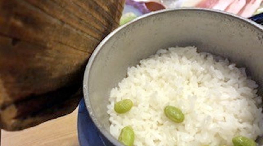 *【夕食例】釜炊きが嬉しい♪枝豆ご飯