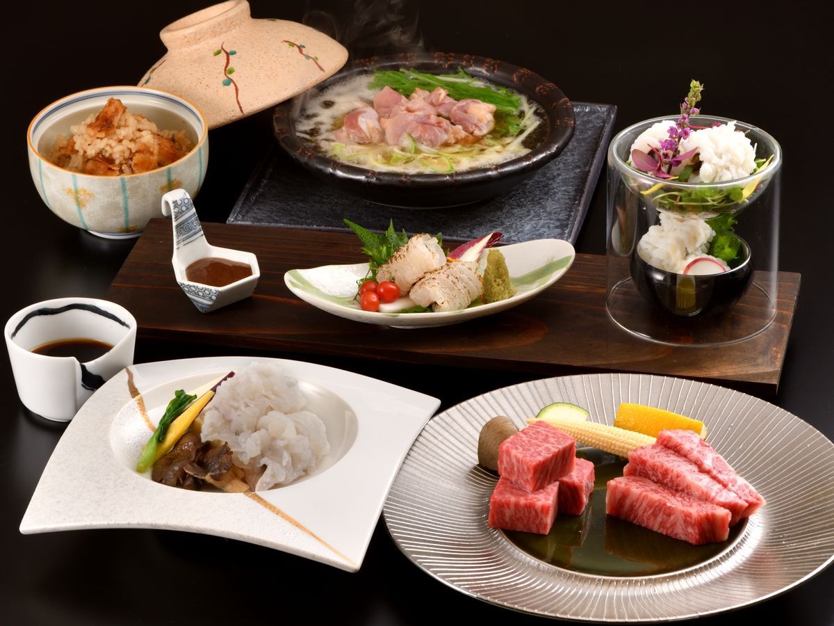 〓鱧＆認証近江牛会席〓暑い夏こそ料理長特製ポン酢でサッパリした食感で味わう『鱧』＆『近江牛』を食す