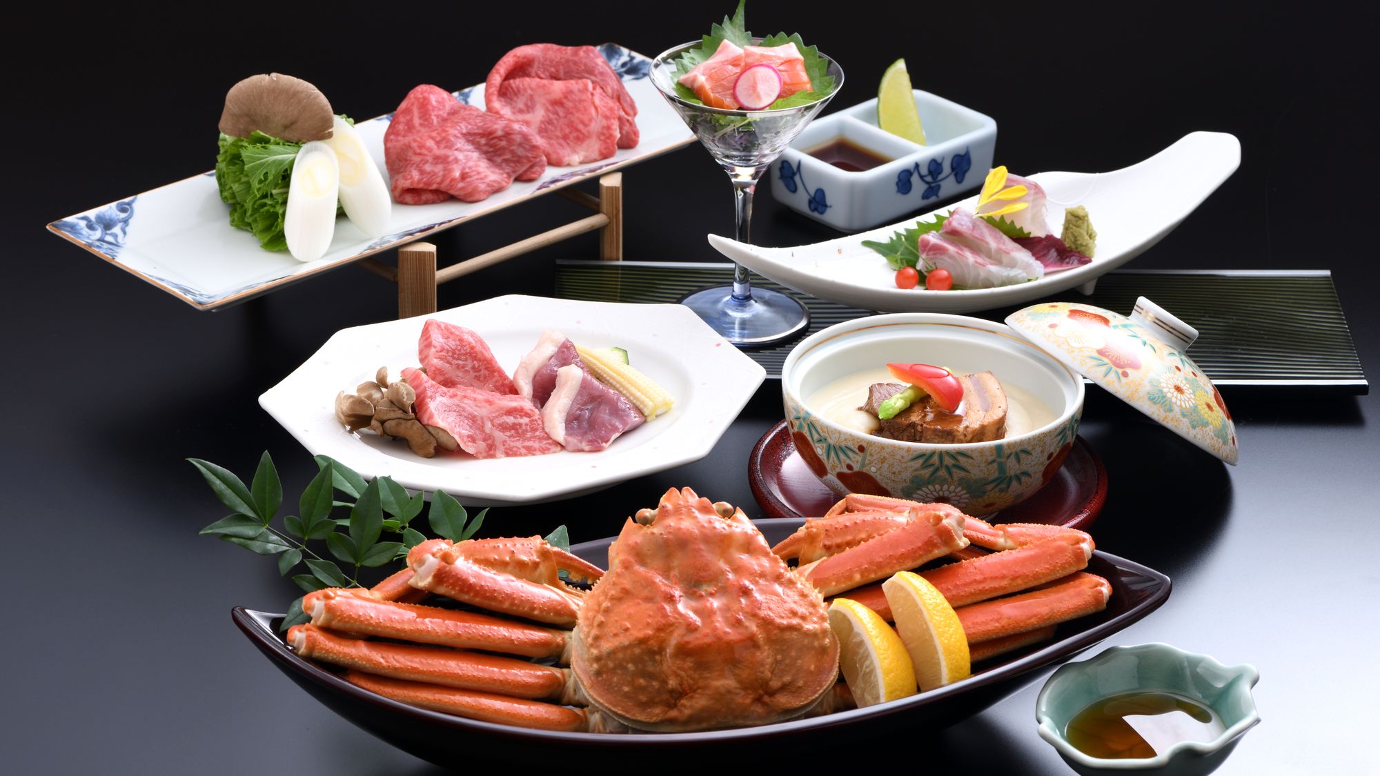 〓冬季限定早得30〓料金アップなしで『姿ズワイガニ』1品付＆そのうえ認証近江牛も味わう