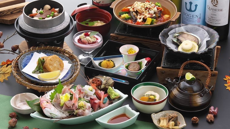 【７つのまるごとおもてなし】アワビの陶板焼き！《海の幸会席》 [夕食フリードリンク90分] 