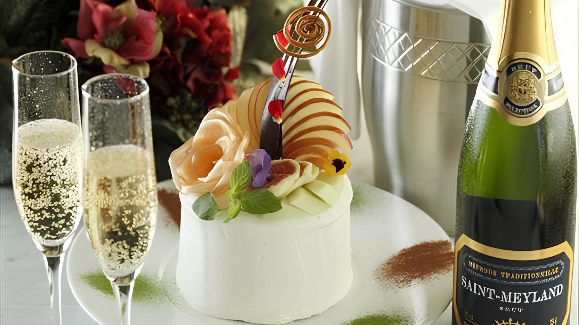 【記念日応援】選べる特典(フラワーアレンジメント等)・スパークリングワインフルボトル・ケーキの特典付