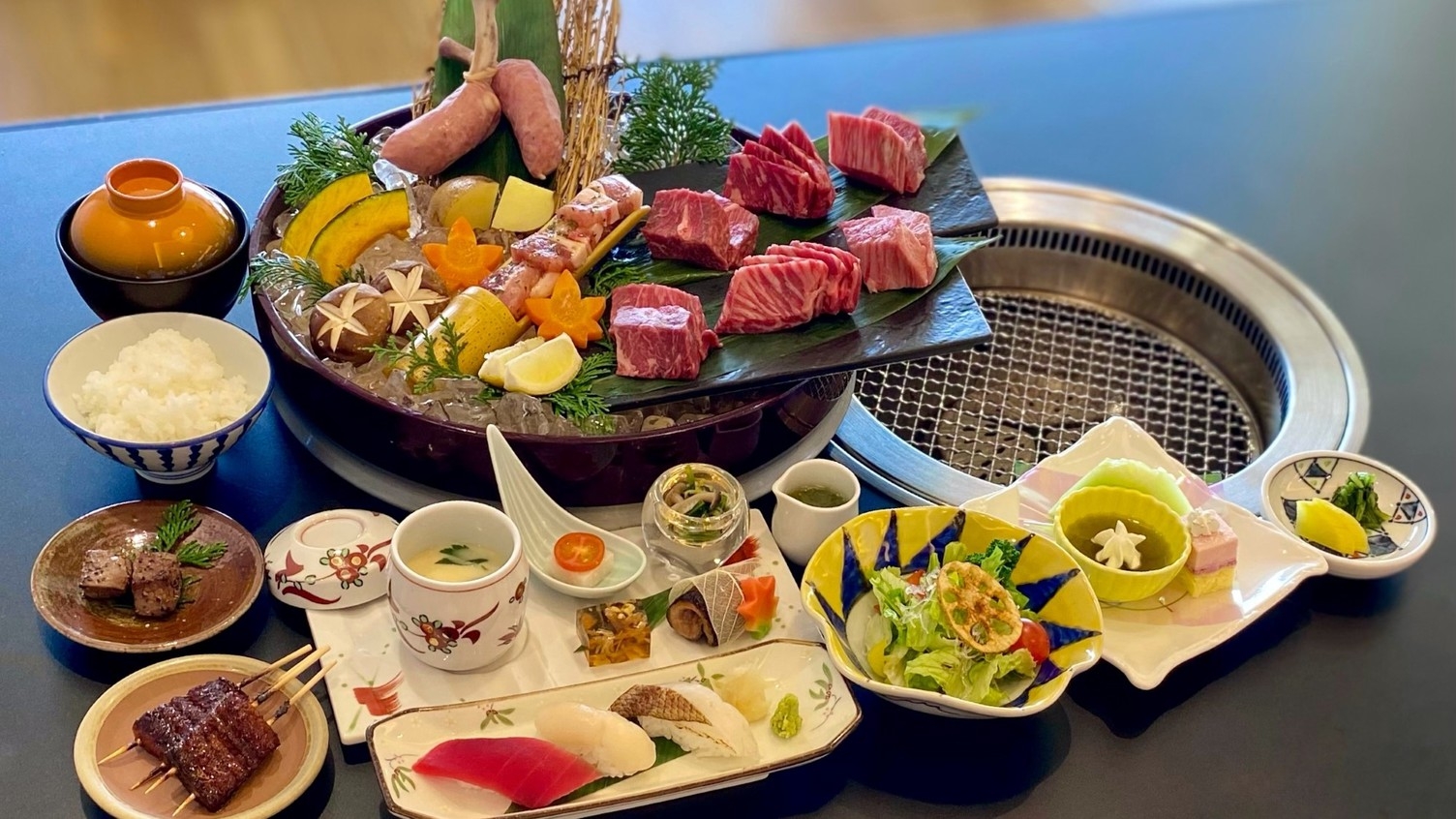 【静岡県産】個々盛り会席料理・焼肉デラックス宿泊プラン（アルコール飲み放題付き）