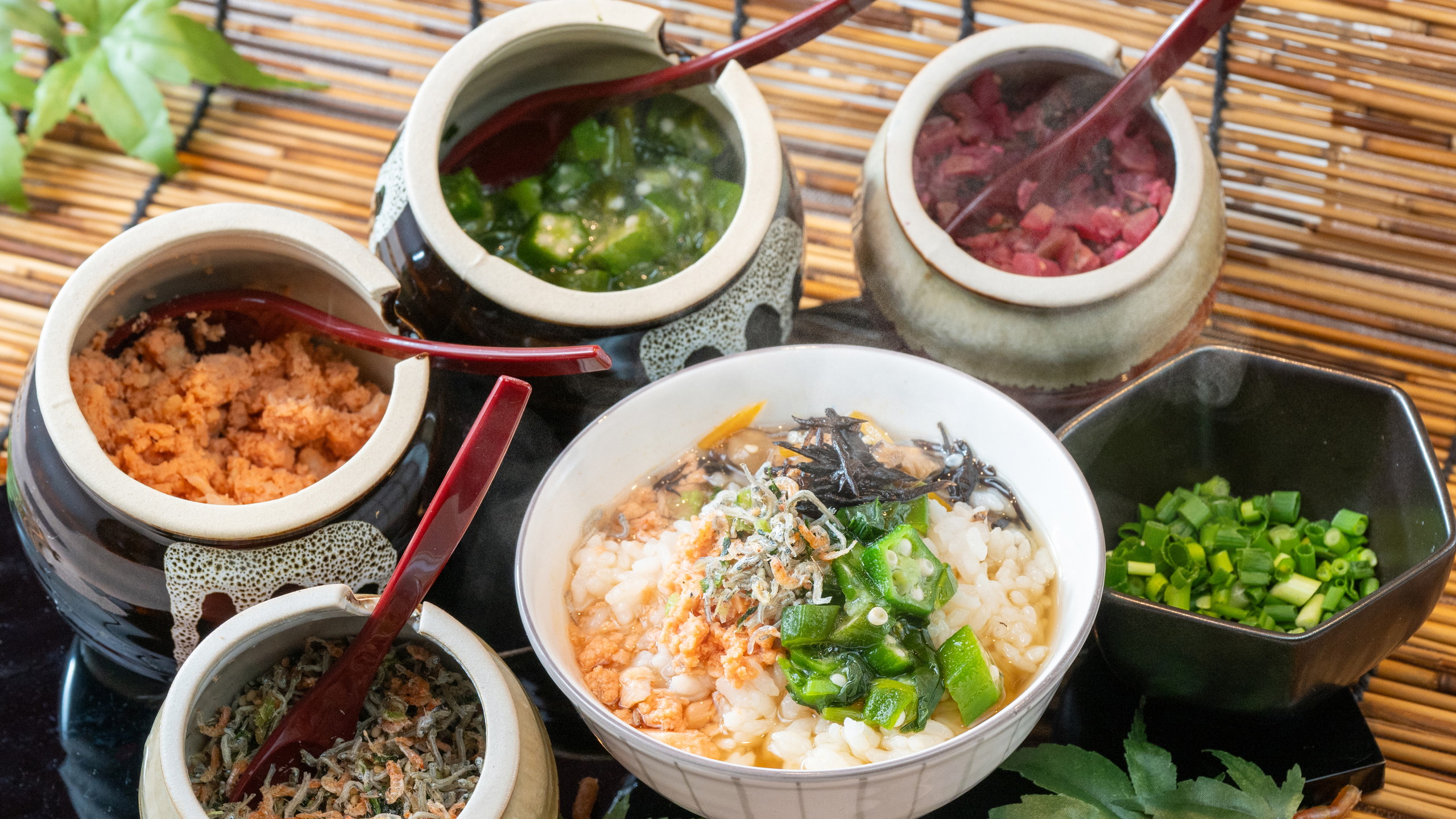 【朝食ビュッフェ】出汁茶漬け盛り付け例