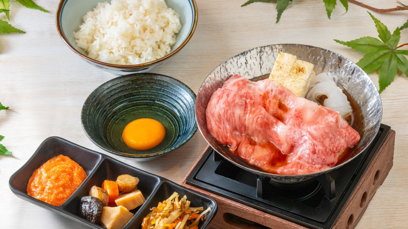 【朝食（甚三）】黒毛和牛すき焼き