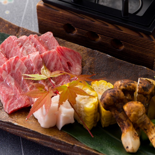 【2016秋のお料理(9月一例)】神戸牛のハネシタを香り高い松茸と一緒にジュ～！お好みの焼き加減でど