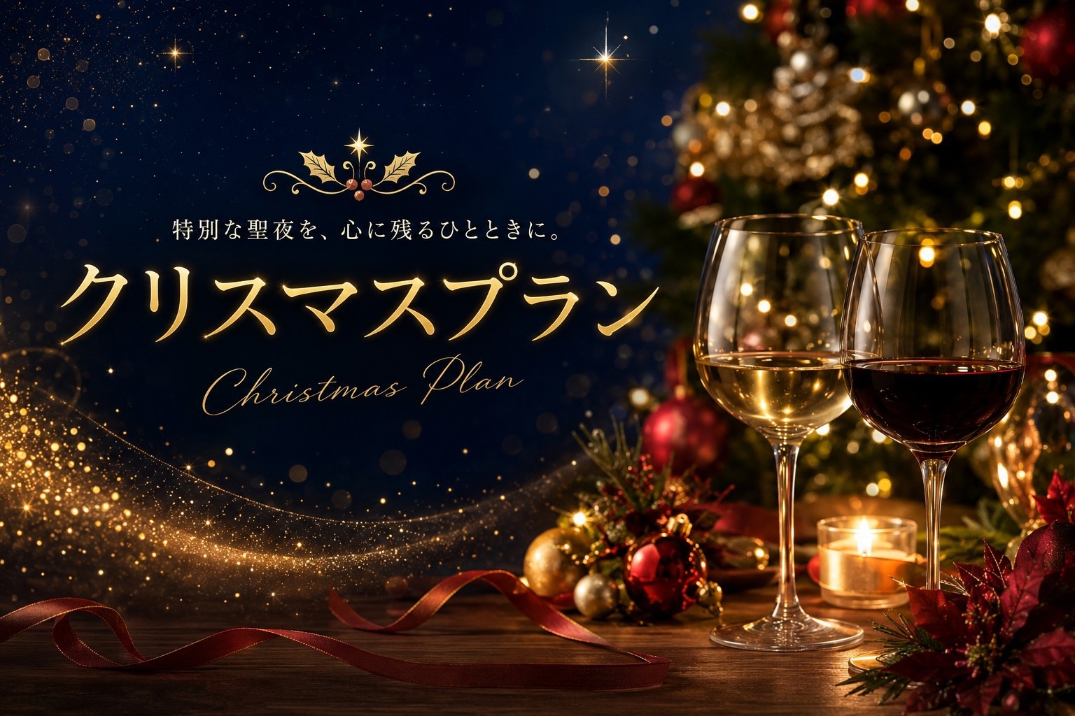 【クリスマス限定】大切な人と最高の夜を過ごす特別ディナー！鉄板焼き×3種ワインで彩る贅沢コースプラン