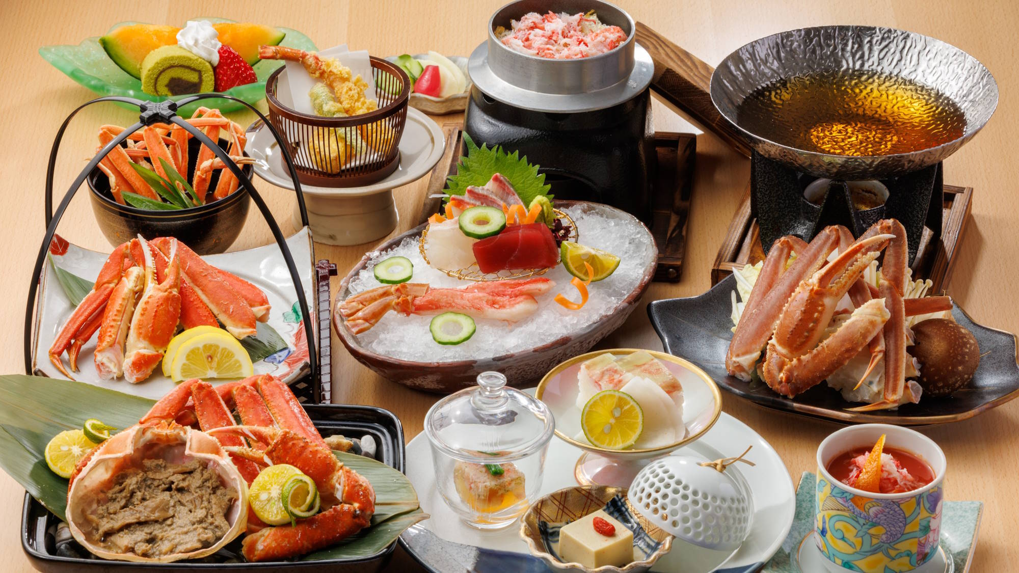 【白扇｜蟹】冬の味覚・蟹を味わい尽くす贅沢会席＜蟹会席●／半個室＞展望ジャグジー付客室