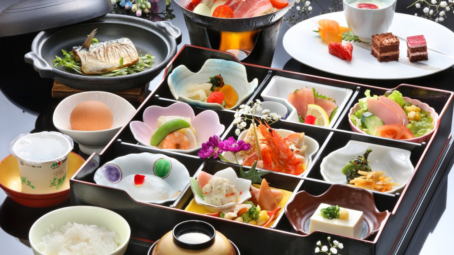 一部日程でバイキングでない時の朝食セットメニューです