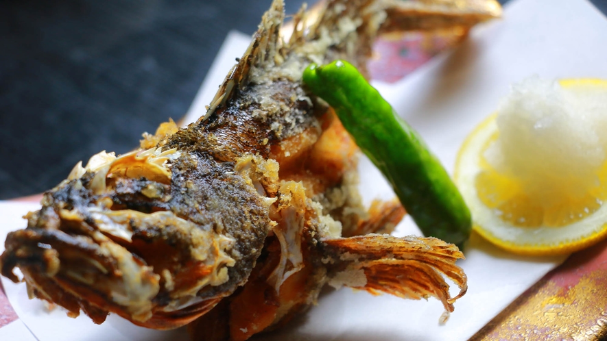 夕食一例「カサゴの唐揚げ」