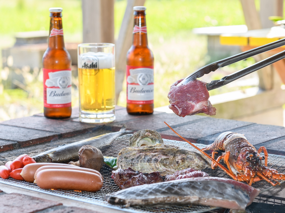 【ＢＢＱプラン】遠州夢咲牛＋メガステーキ＋地元シーフード☆平日朝食無料☆