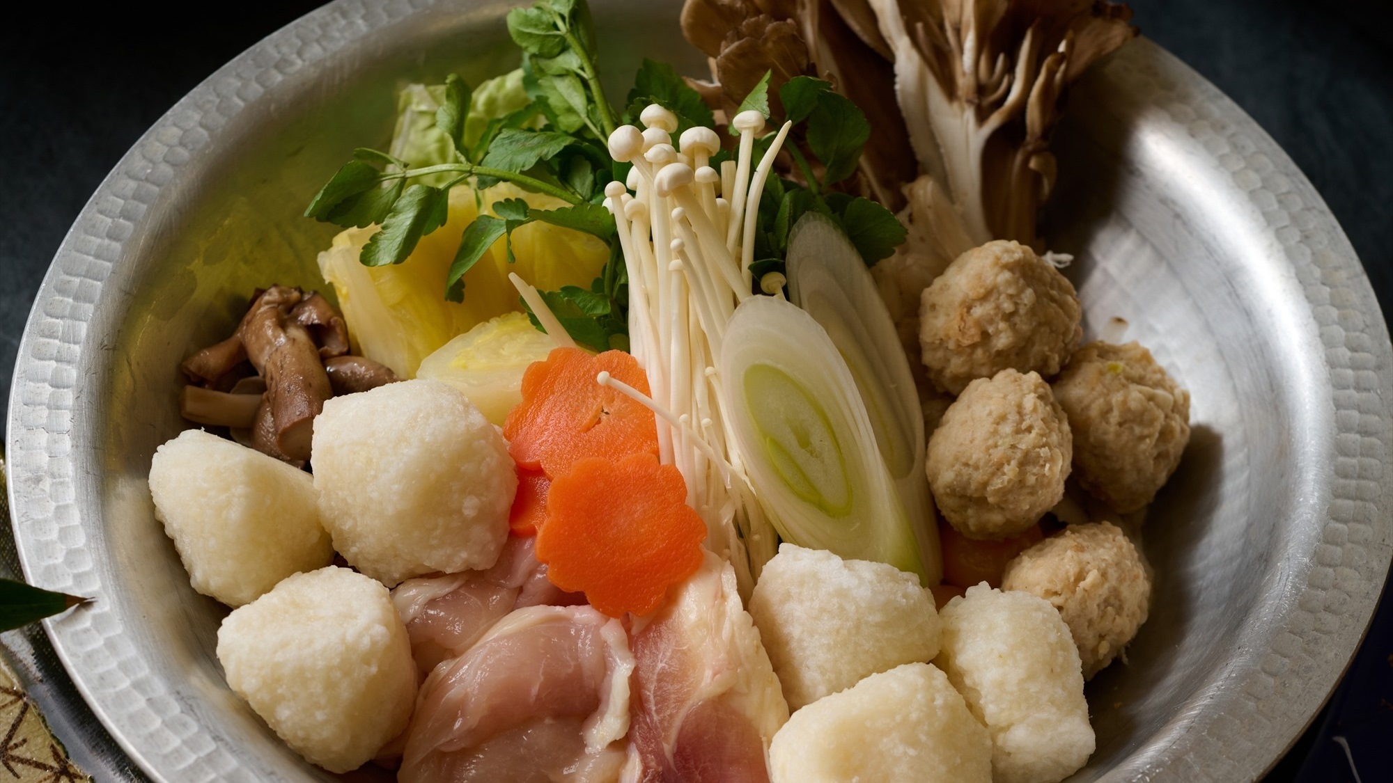 ■夕食一例｜田沢湖地区の名物料理『山の芋鍋』※鍋は2人前