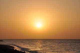 ヒスイ海岸の夕日