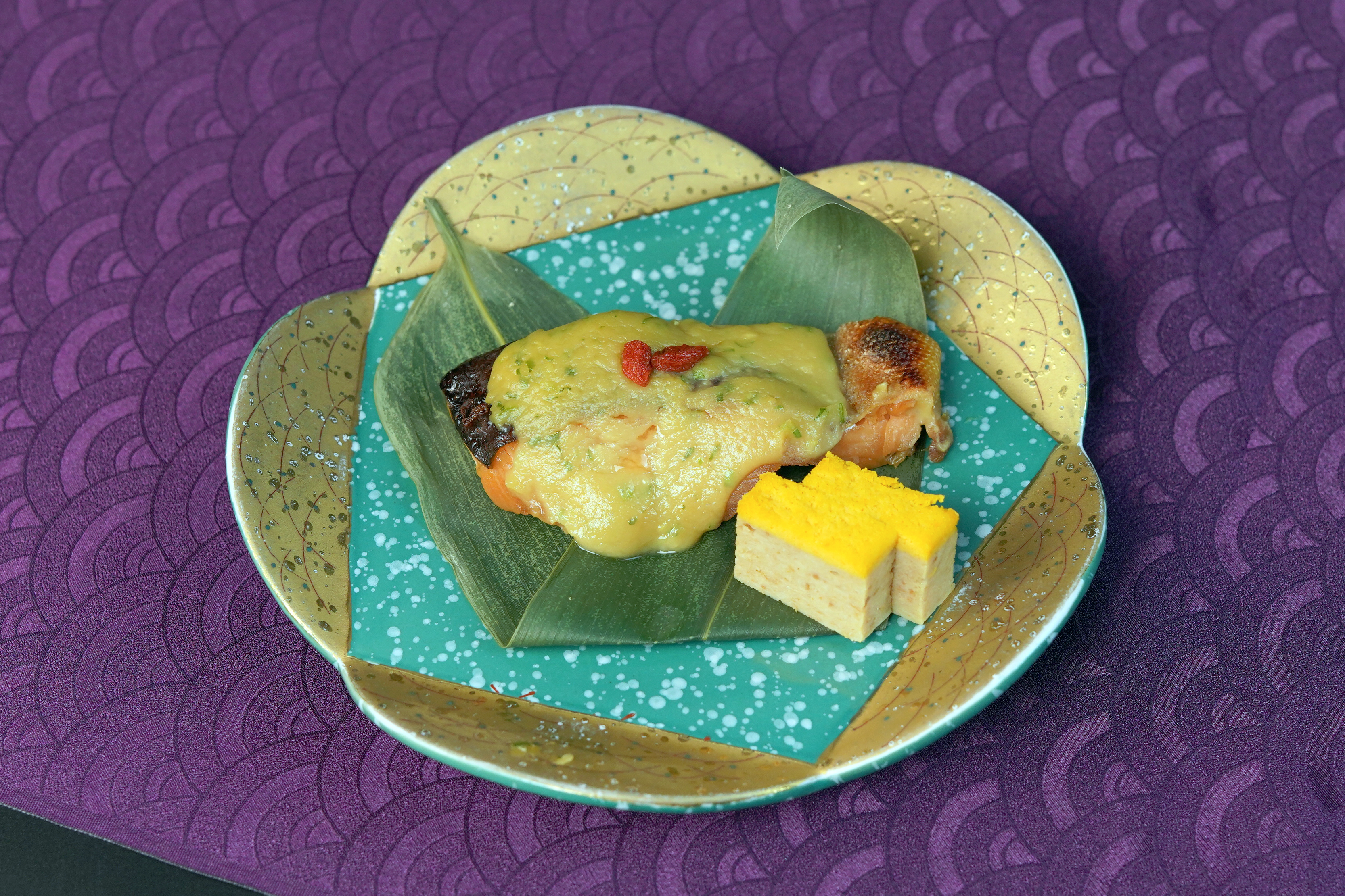 春の彩り会席　サーモン木の芽味噌焼き