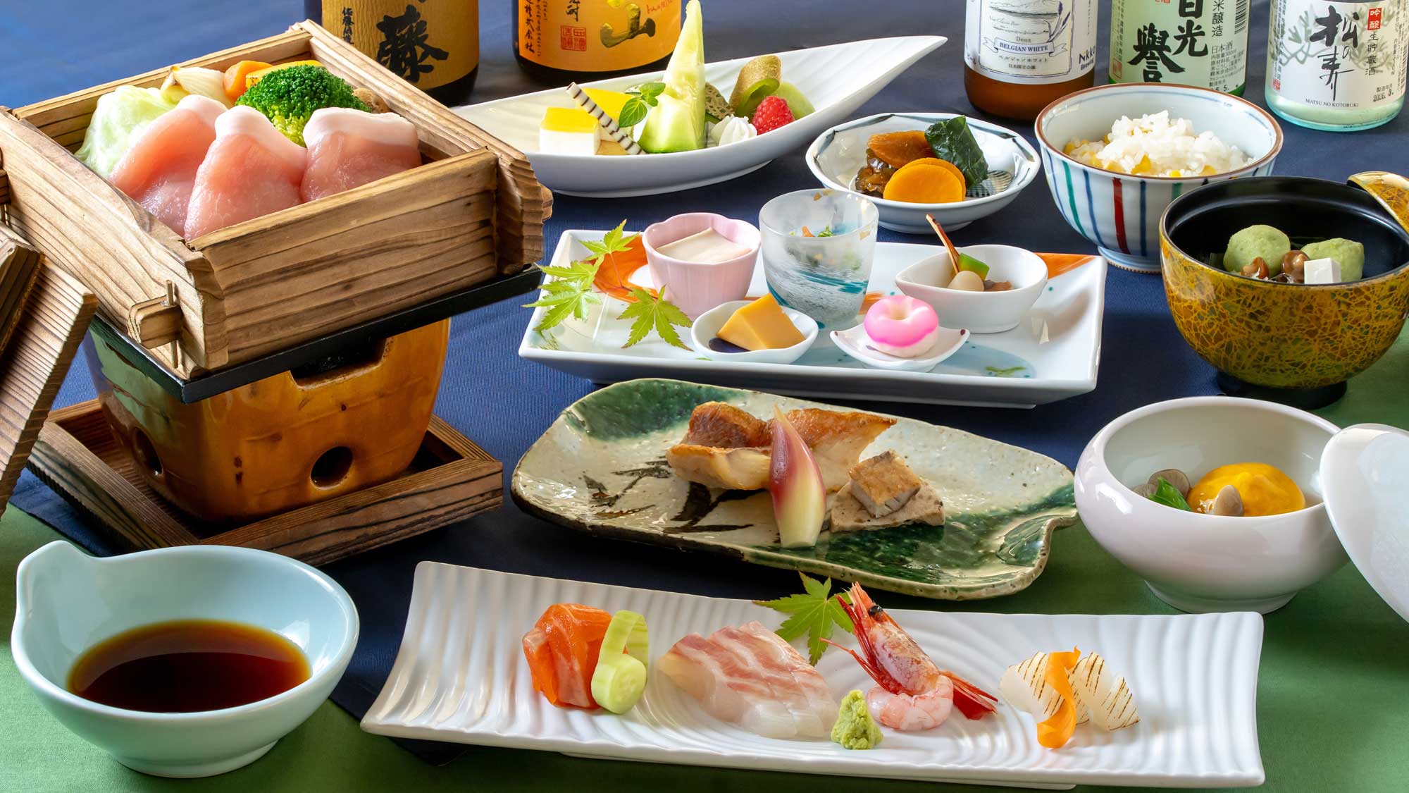 【絹の渓谷　碧流（へきりゅう）】（夕食イメージ）6月～8月　カジュアルコース《創作会席》