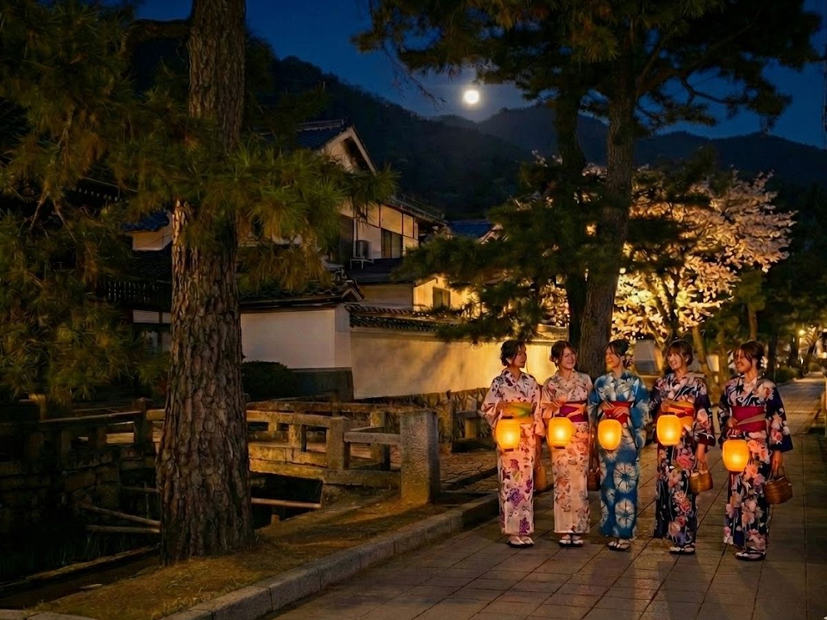 夏の夜の提灯夜会。寺町通りを散策。