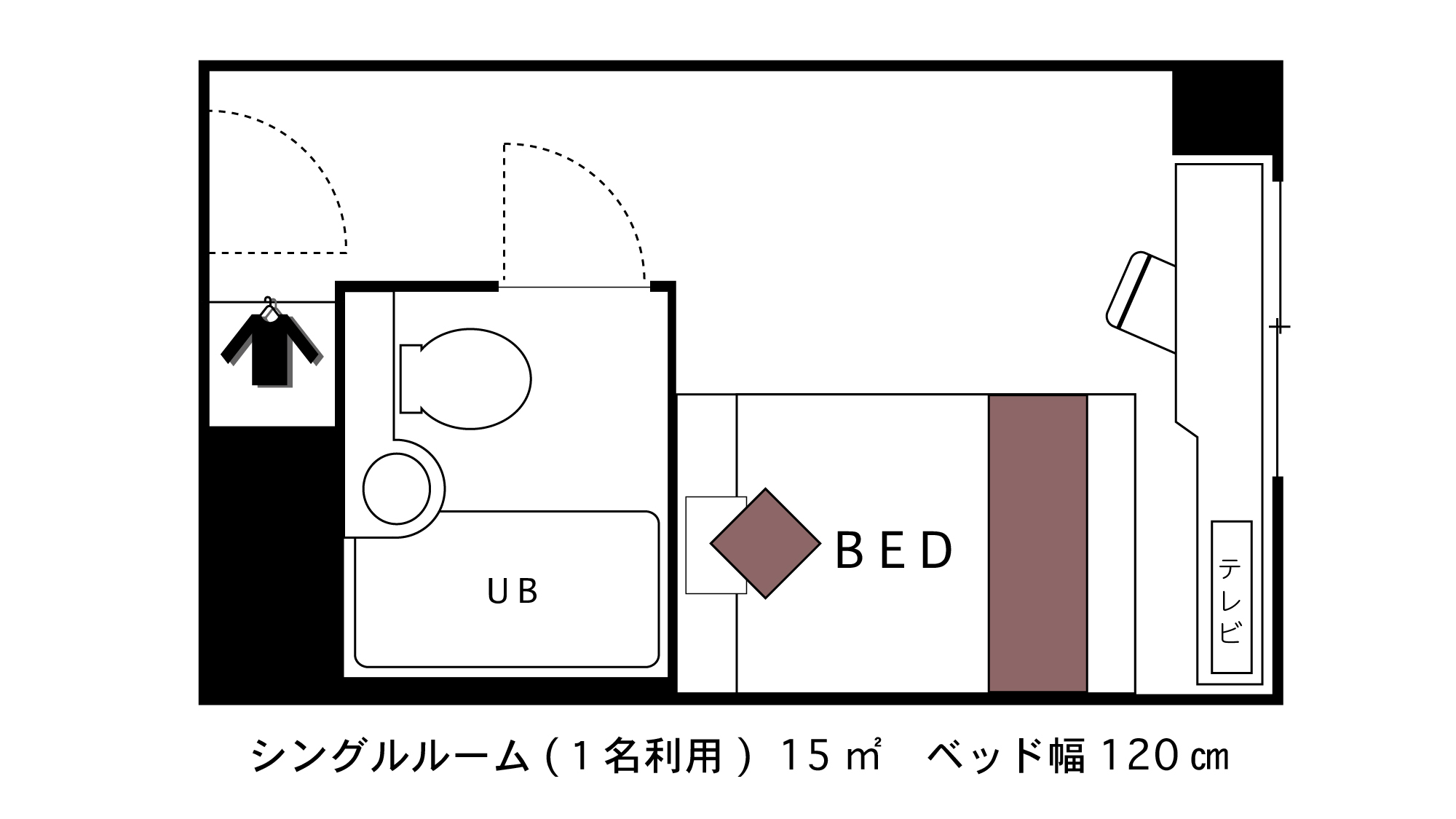 ☆シングルルーム☆■広さ15平米■★間取り図★