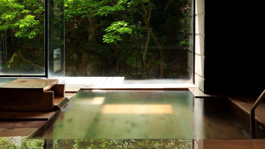 会津の名所「伏見ヶ滝」を望む絶景の大浴場「庄助風呂」と「庄助ひば風呂」♪