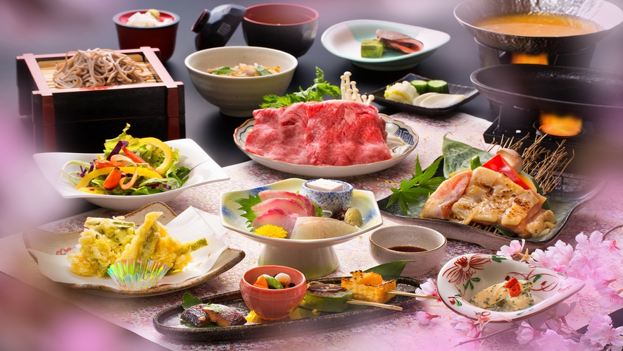 ご夕食の一例♪会津の地元の品々にこだわった「地産地消」のご夕食♪