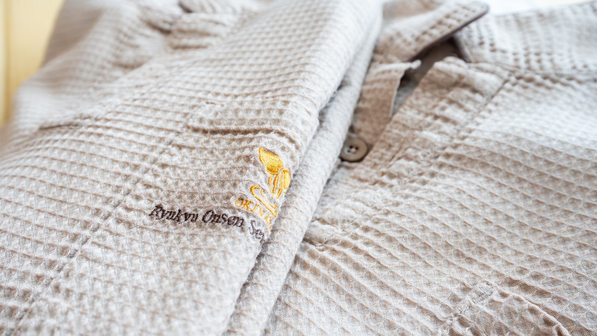 ふかふかのワッフル生地が心地よい館内着