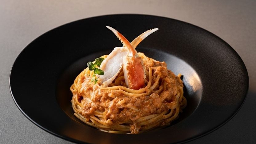 《冬の六花special》松葉蟹のパスタ、鮑のステーキ、但馬牛熟成肉炭火焼き【レストランRicca】